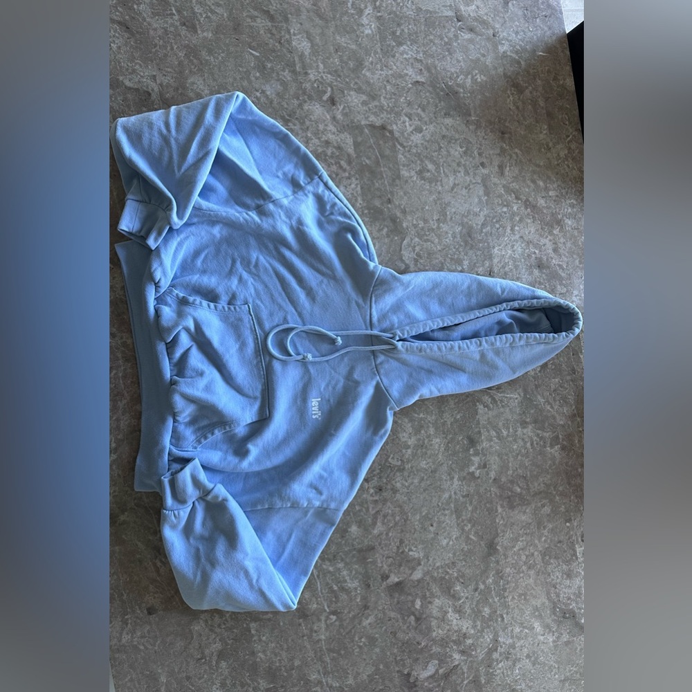 Levi's Sky Blue Cropped Pullover Hoodie